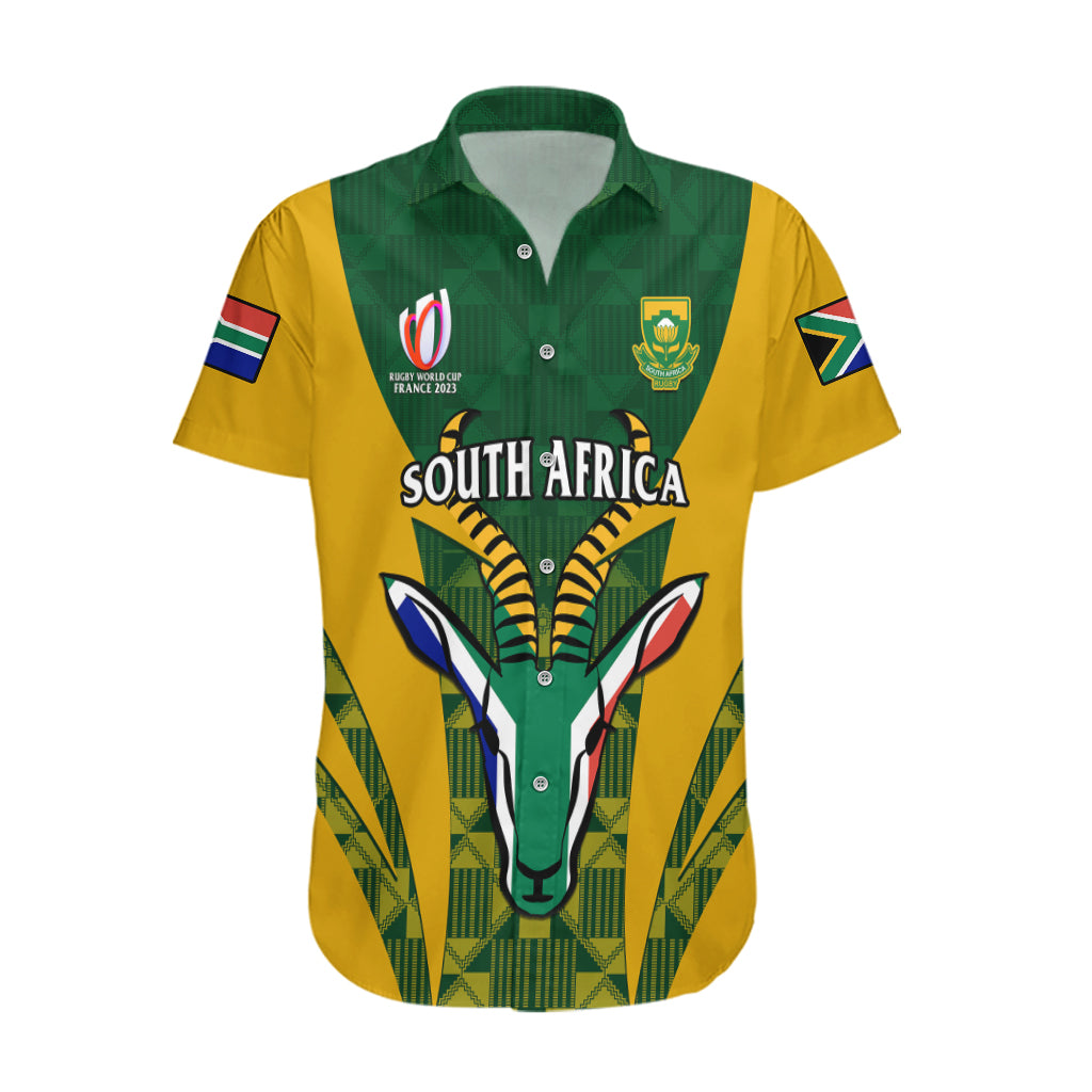 South Africa Rugby Hawaiian Shirt Go Springboks Kente Pattern With Bokke - Wonder Print Shop