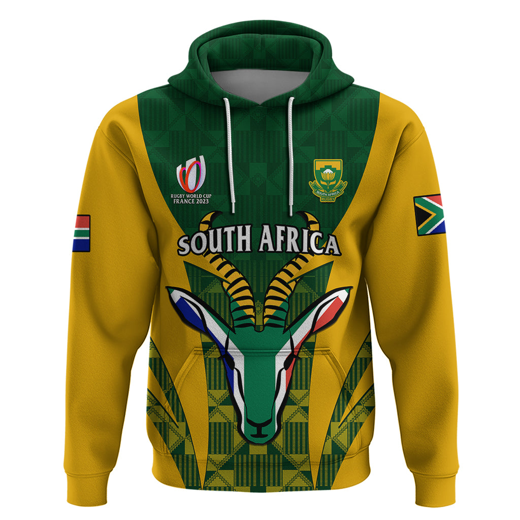 South Africa Rugby Hoodie Go Springboks Kente Pattern With Bokke - Wonder Print Shop