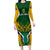 South Africa Rugby Long Sleeve Bodycon Dress Go Springboks Kente Pattern With Bokke - Wonder Print Shop