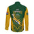 South Africa Rugby Long Sleeve Button Shirt Go Springboks Kente Pattern With Bokke - Wonder Print Shop