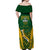 South Africa Rugby Off Shoulder Maxi Dress Go Springboks Kente Pattern With Bokke - Wonder Print Shop