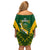 South Africa Rugby Off Shoulder Short Dress Go Springboks Kente Pattern With Bokke - Wonder Print Shop