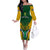 South Africa Rugby Off The Shoulder Long Sleeve Dress Go Springboks Kente Pattern With Bokke - Wonder Print Shop