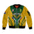 South Africa Rugby Sleeve Zip Bomber Jacket Go Springboks Kente Pattern With Bokke - Wonder Print Shop