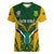 South Africa Rugby Women V Neck T Shirt Go Springboks Kente Pattern With Bokke - Wonder Print Shop