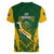 South Africa Rugby Women V Neck T Shirt Go Springboks Kente Pattern With Bokke - Wonder Print Shop