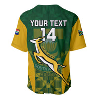 Green and yellow rugby jersey back with YOUR TEXT and number 14, crest