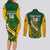 Custom South Africa Rugby Couples Matching Long Sleeve Bodycon Dress and Long Sleeve Button Shirts Go Springboks Kente Pattern With Bokke - Wonder Print Shop