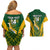 Custom South Africa Rugby Couples Matching Off Shoulder Short Dress and Hawaiian Shirt Go Springboks Kente Pattern With Bokke - Wonder Print Shop