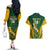 Custom South Africa Rugby Couples Matching Off The Shoulder Long Sleeve Dress and Hawaiian Shirt Go Springboks Kente Pattern With Bokke - Wonder Print Shop