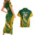 Custom South Africa Rugby Couples Matching Short Sleeve Bodycon Dress and Hawaiian Shirt Go Springboks Kente Pattern With Bokke - Wonder Print Shop