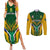 Custom South Africa Rugby Couples Matching Summer Maxi Dress and Long Sleeve Button Shirts Go Springboks Kente Pattern With Bokke - Wonder Print Shop