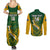 Custom South Africa Rugby Couples Matching Summer Maxi Dress and Long Sleeve Button Shirts Go Springboks Kente Pattern With Bokke - Wonder Print Shop