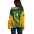 Custom South Africa Rugby Off Shoulder Sweater Go Springboks Kente Pattern With Bokke - Wonder Print Shop