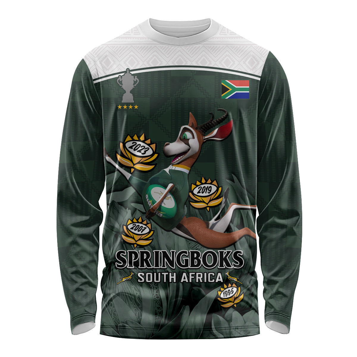 South Africa Rugby Long Sleeve Shirt Springboks 4th Champions World Cup Proud Bokke - Wonder Print Shop