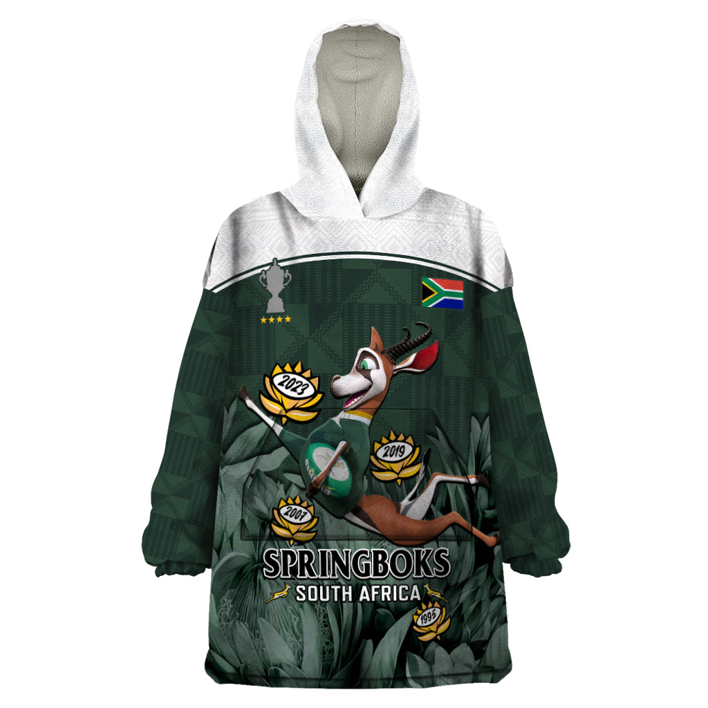 South Africa Rugby Wearable Blanket Hoodie Springboks 4th Champions World Cup Proud Bokke - Wonder Print Shop