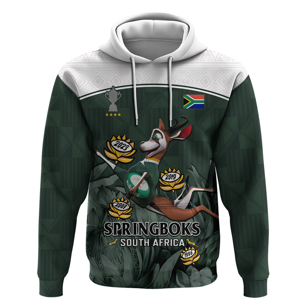 Custom South Africa Rugby Hoodie Springboks 4th Champions World Cup Proud Bokke - Wonder Print Shop