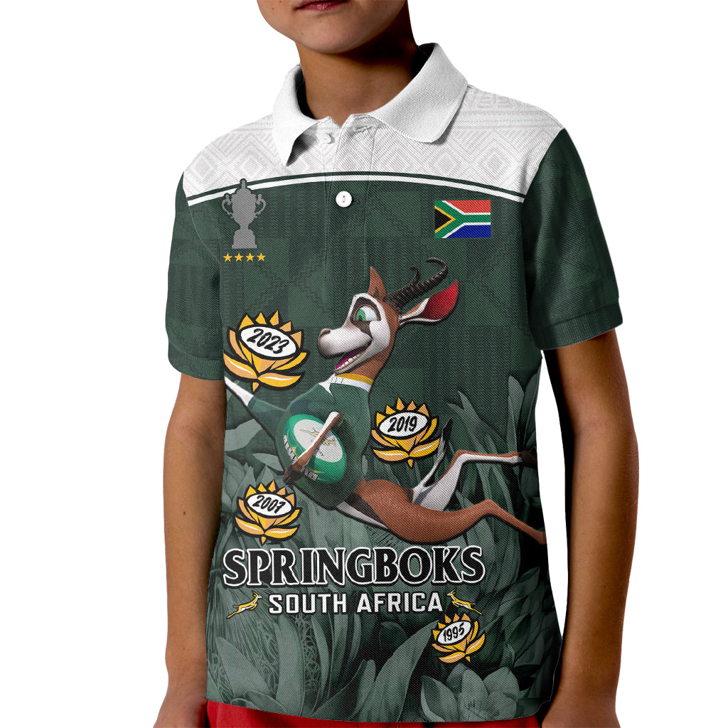 Custom South Africa Rugby Kid Polo Shirt Springboks 4th Champions World Cup Proud Bokke - Wonder Print Shop