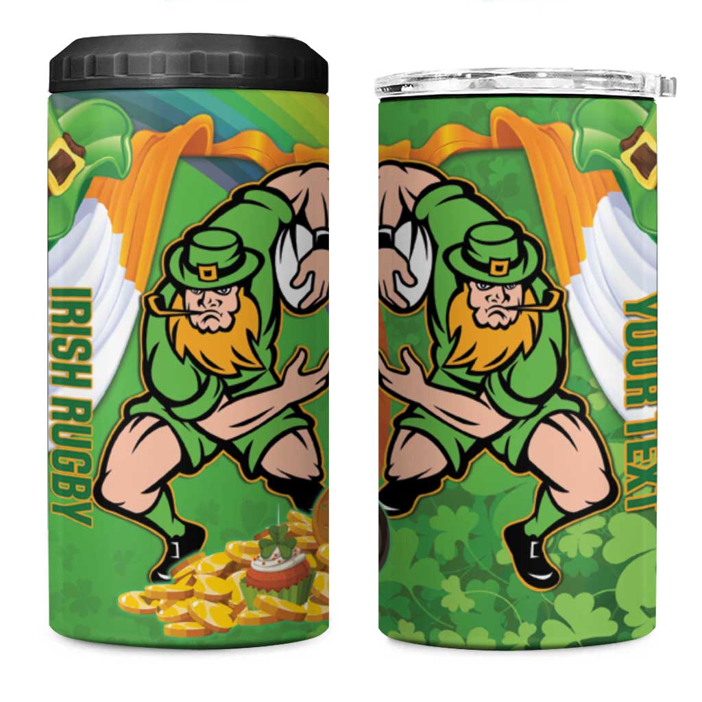 Personalised Ireland Rugby 2025 4 in 1 Can Cooler Tumbler Irish Leprechaun Saint Patrick's Day