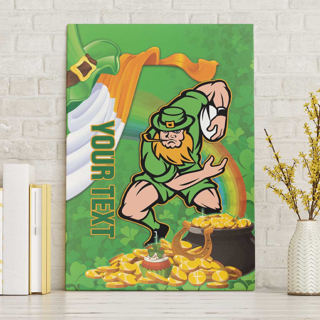 Personalised Ireland Rugby 2025 Canvas Wall Art Irish Leprechaun Saint Patrick's Day