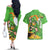 Personalised Ireland Rugby 2025 Couples Matching Off The Shoulder Long Sleeve Dress and Hawaiian Shirt Irish Leprechaun Saint Patrick's Day