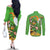 Personalised Ireland Rugby 2025 Couples Matching Off The Shoulder Long Sleeve Dress and Long Sleeve Button Shirt Irish Leprechaun Saint Patrick's Day