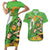 Personalised Ireland Rugby 2025 Couples Matching Short Sleeve Bodycon Dress and Hawaiian Shirt Irish Leprechaun Saint Patrick's Day