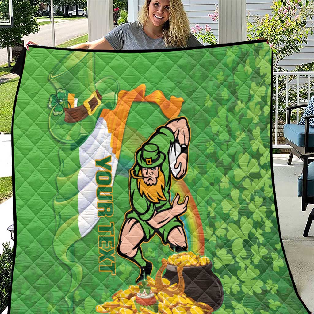 Personalised Ireland Rugby 2025 Quilt Irish Leprechaun Saint Patrick's Day