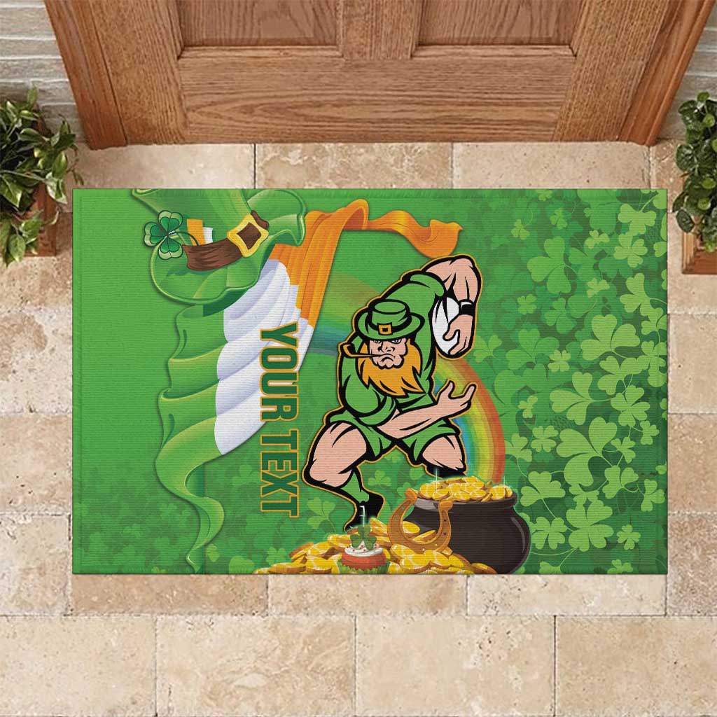 Personalised Ireland Rugby 2025 Rubber Doormat Irish Leprechaun Saint Patrick's Day