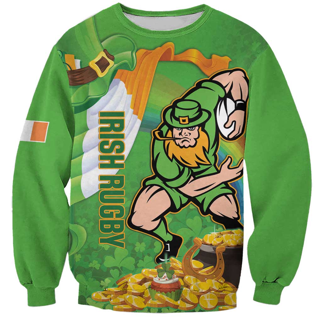 Personalised Ireland Rugby 2025 Sweatshirt Irish Leprechaun Saint Patrick's Day - Wonder Print Shop