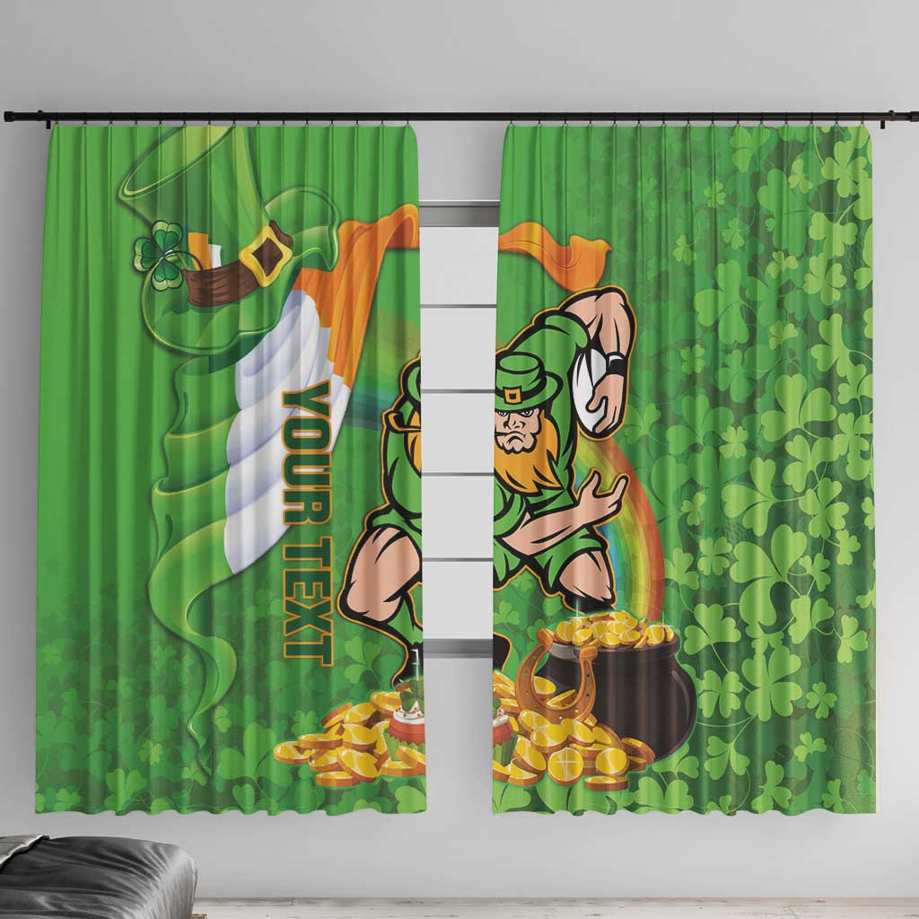 Personalised Ireland Rugby 2025 Window Curtain Irish Leprechaun Saint Patrick's Day