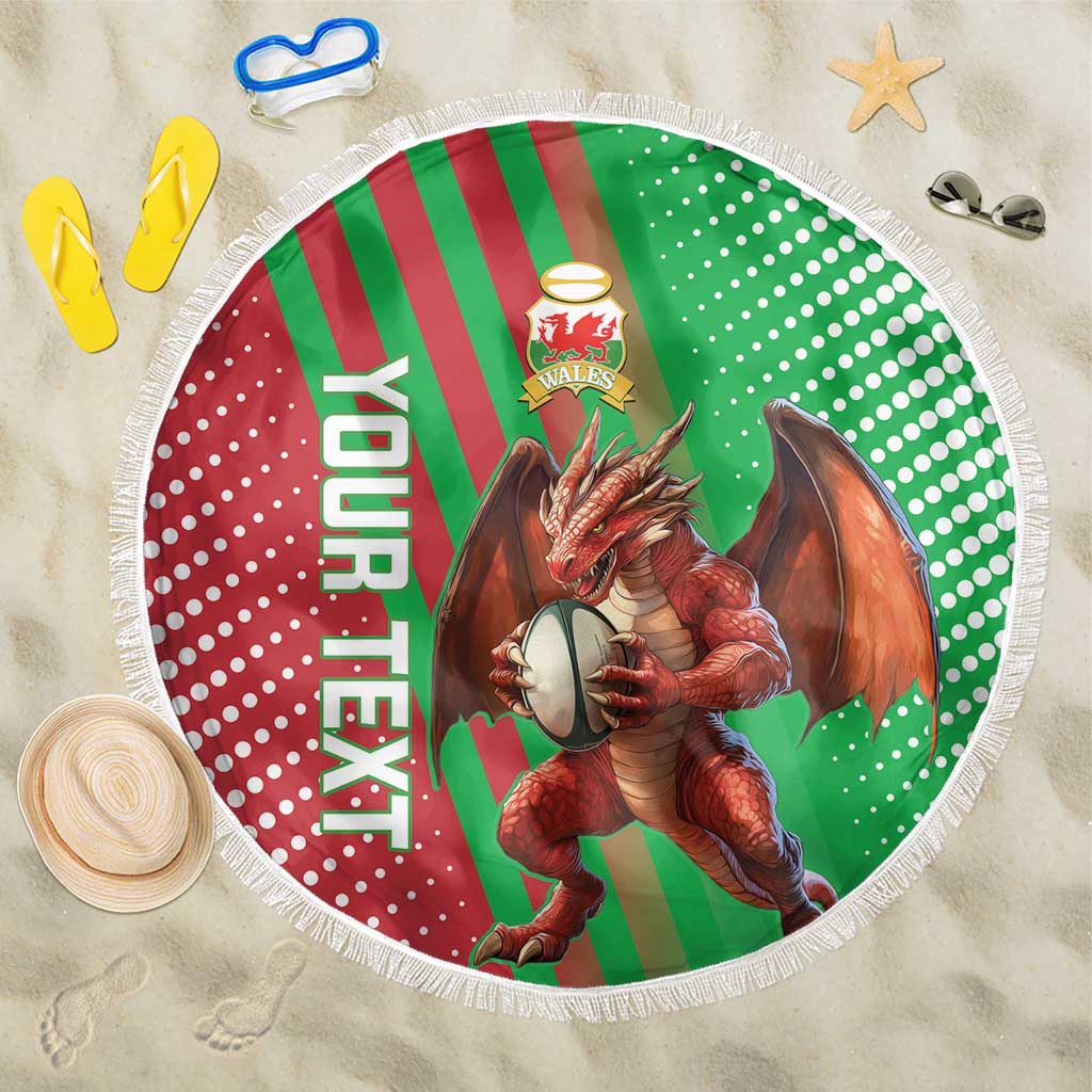 Custom Wales Rugby 2025 Beach Blanket Go Welsh Dragon Sporty Style