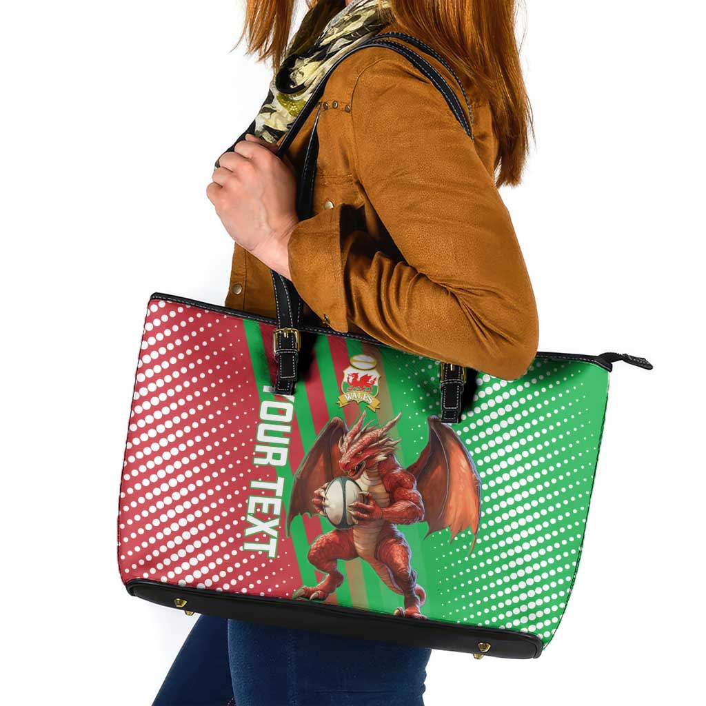 Custom Wales Rugby 2025 Leather Tote Bag Go Welsh Dragon Sporty Style