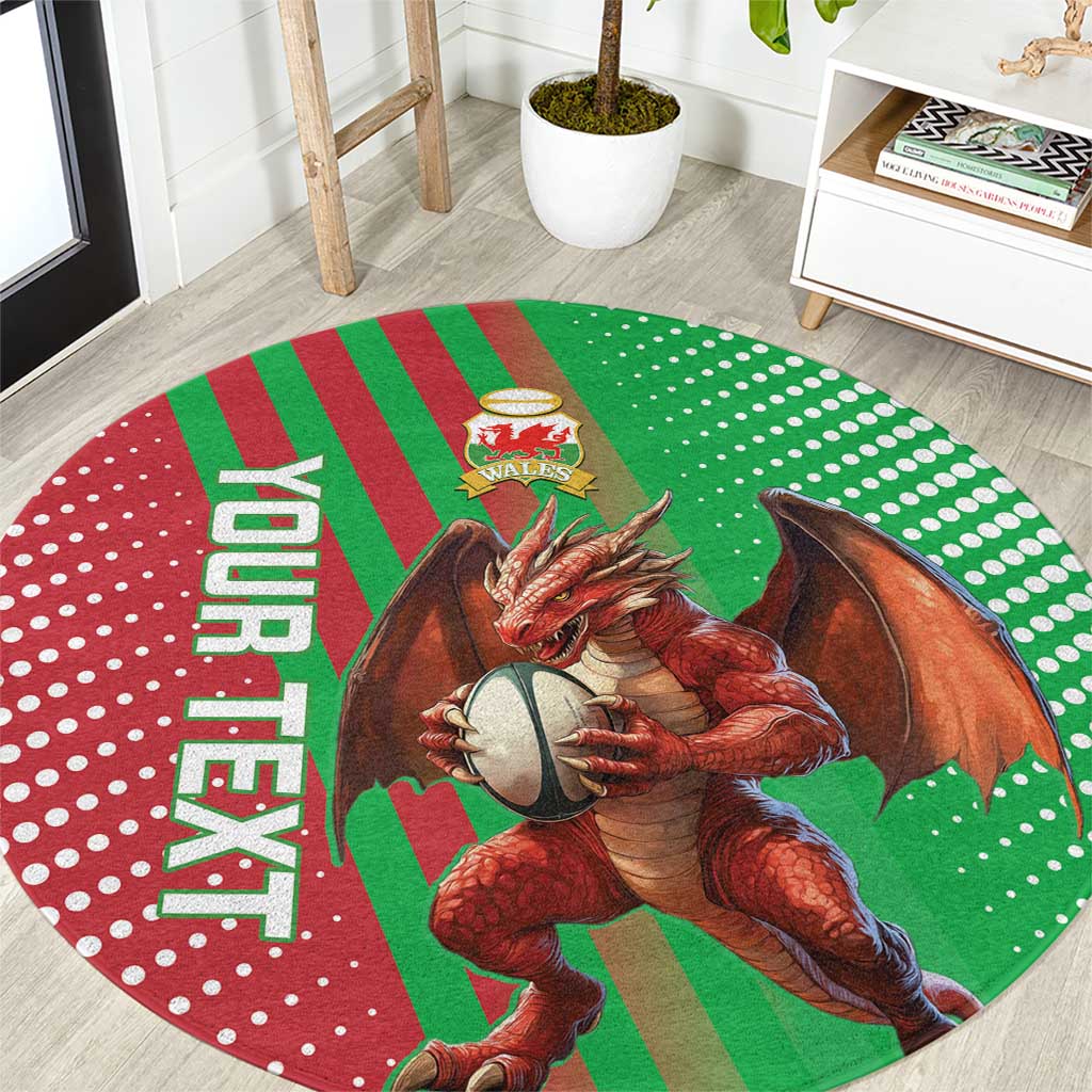 Custom Wales Rugby 2025 Round Carpet Go Welsh Dragon Sporty Style