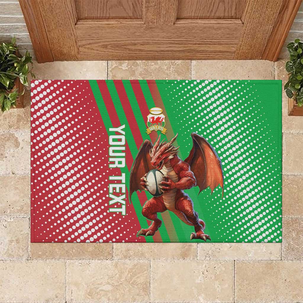 Custom Wales Rugby 2025 Rubber Doormat Go Welsh Dragon Sporty Style