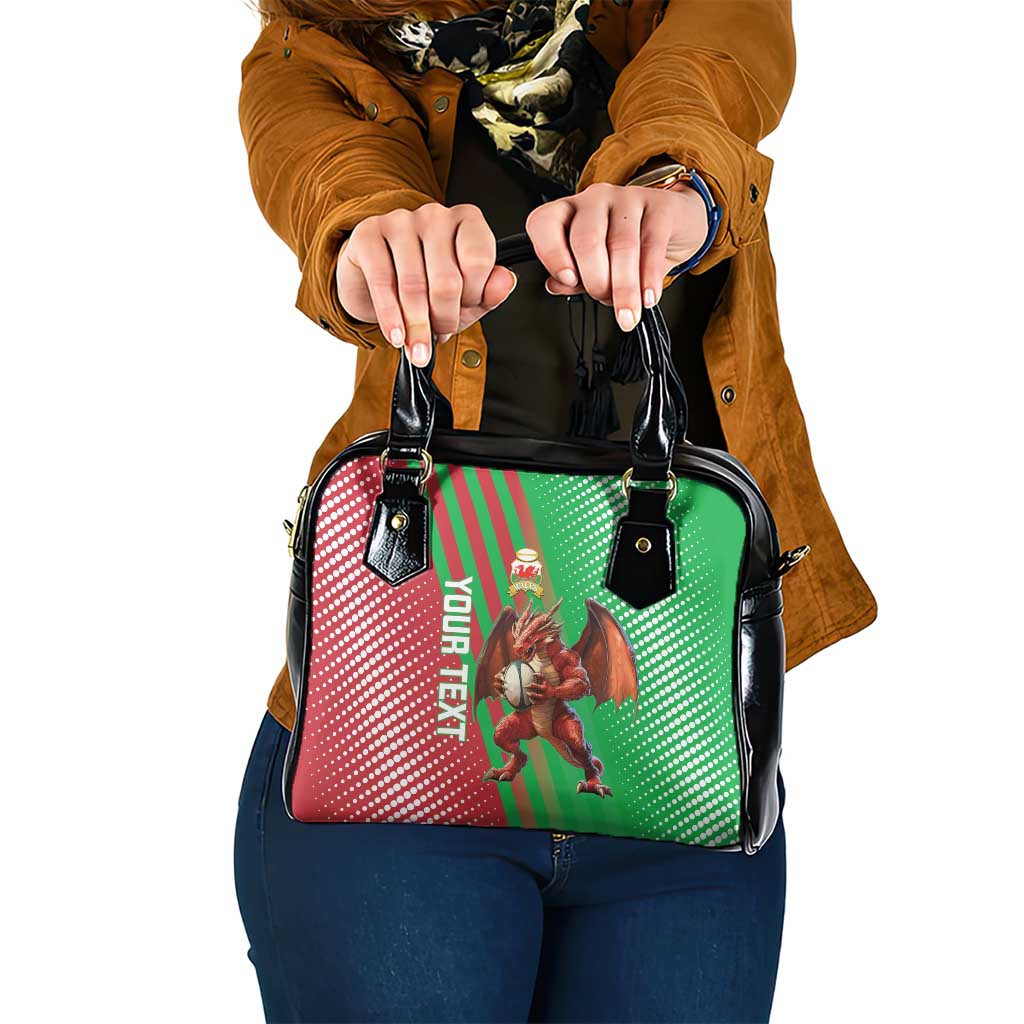 Custom Wales Rugby 2025 Shoulder Handbag Go Welsh Dragon Sporty Style