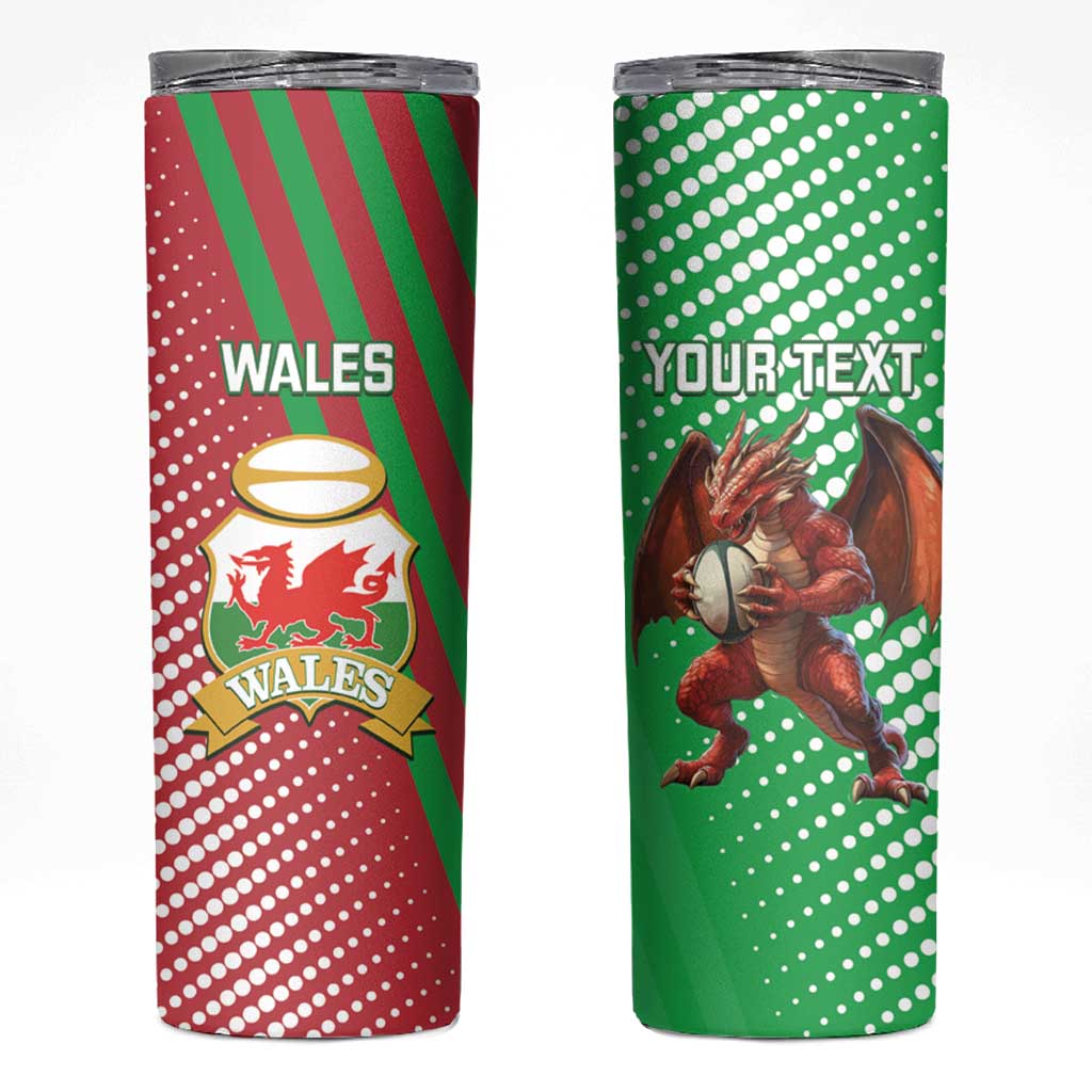 Custom Wales Rugby 2025 Skinny Tumbler Go Welsh Dragon Sporty Style