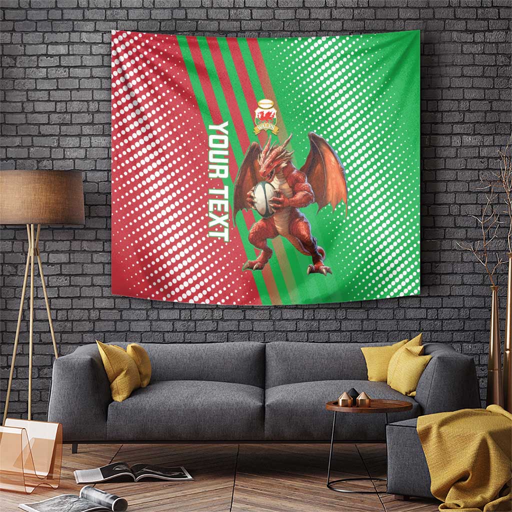 Custom Wales Rugby 2025 Tapestry Go Welsh Dragon Sporty Style