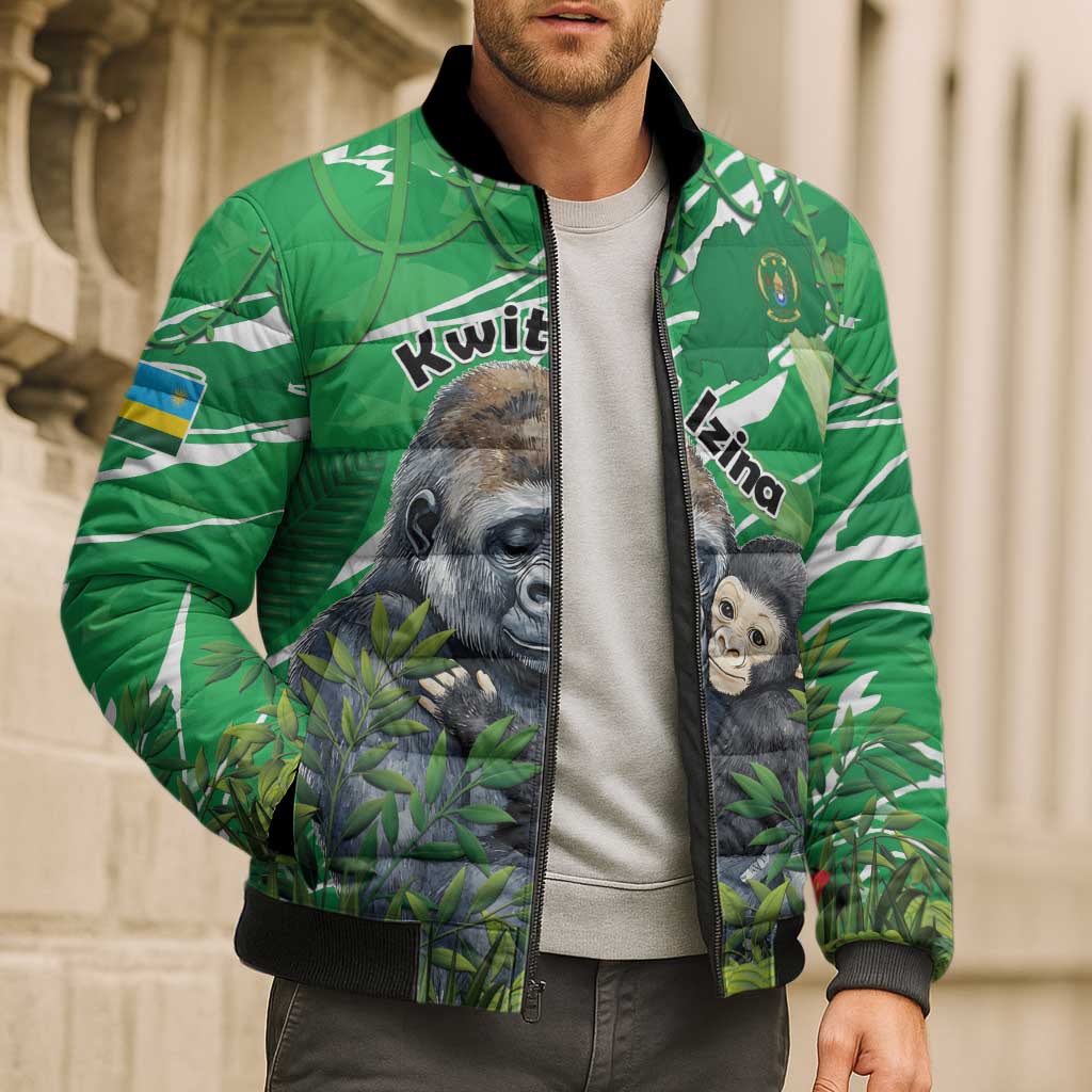 Personalized Rwanda Kwita Izina Bomber Puffer Jacket Name a Gorilla - Save a Species - Wonder Print Shop