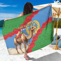Green personalized sarong with Eritrea flag camel and red flower border