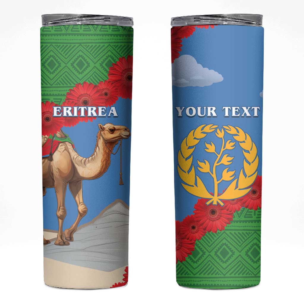 Personalised Eritrea Arabian Camel Skinny Tumbler Gerbera Flower Flag Color - Wonder Print Shop