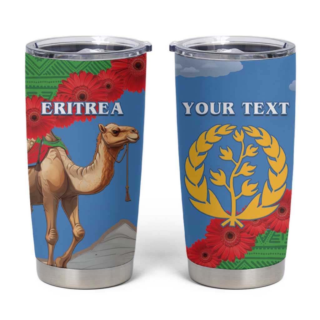 Personalised Eritrea Arabian Camel Tumbler Cup Gerbera Flower Flag Color - Wonder Print Shop