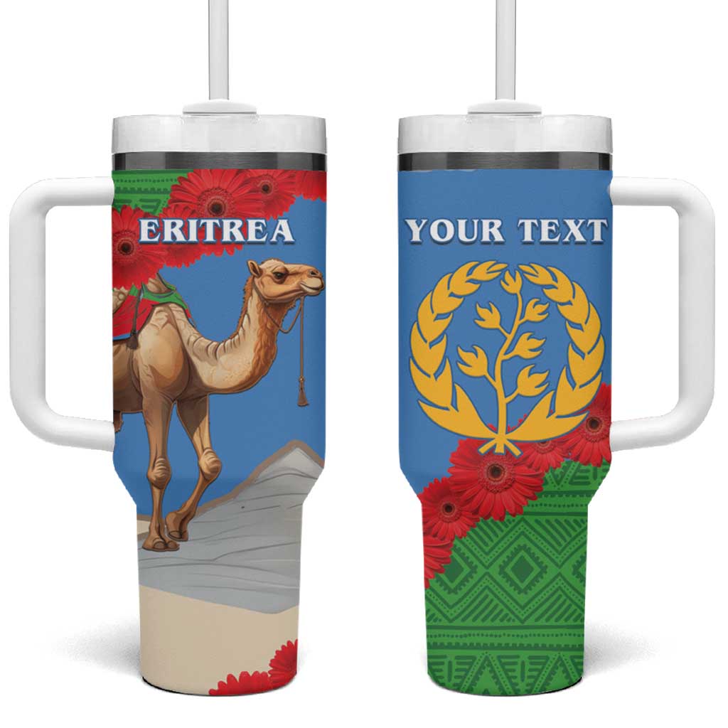 Personalised Eritrea Arabian Camel Tumbler With Handle Gerbera Flower Flag Color - Wonder Print Shop