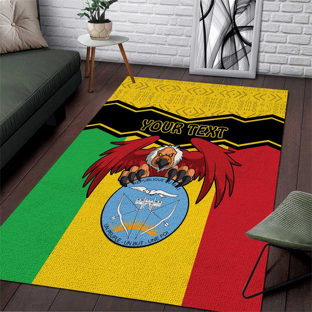 Personalised Mali Area Rug Vulture With Coat Of Arms Bogolan Pattern