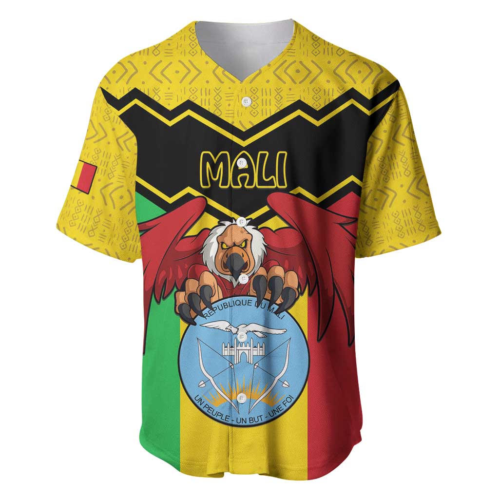 Personalised Mali Baseball Jersey Vulture With Coat Of Arms Bogolan Pattern