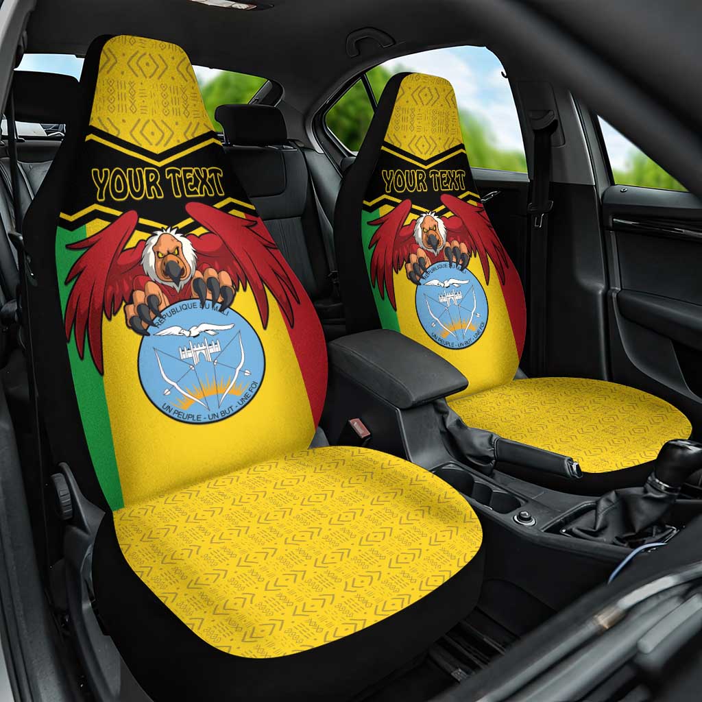 Personalised Mali Car Seat Cover Vulture With Coat Of Arms Bogolan Pattern