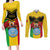 Personalised Mali Couples Matching Long Sleeve Bodycon Dress and Long Sleeve Button Shirt Vulture With Coat Of Arms Bogolan Pattern