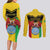 Personalised Mali Couples Matching Long Sleeve Bodycon Dress and Long Sleeve Button Shirt Vulture With Coat Of Arms Bogolan Pattern