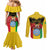 Personalised Mali Couples Matching Mermaid Dress and Long Sleeve Button Shirt Vulture With Coat Of Arms Bogolan Pattern