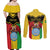 Personalised Mali Couples Matching Off Shoulder Maxi Dress and Long Sleeve Button Shirt Vulture With Coat Of Arms Bogolan Pattern